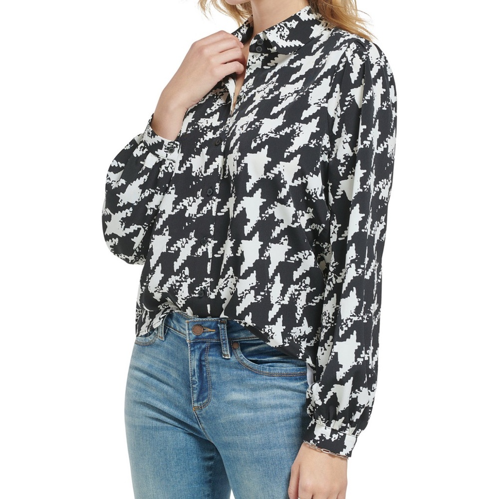 NWT Karl Lagerfield Houndstooth Blouse